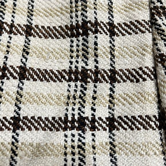 Vintage Talbots Handwoven 100% Silk Cream Brown Plaid 4 Button Blazer Sz 8 - Picture 6 of 11